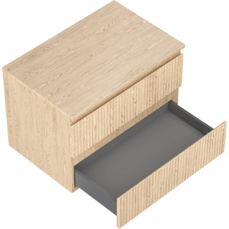 Mexen Rivel kúpeľňová skrinka pod umývadlo 70 cm s pracovnou doskou, 2 zásuvky, drážkovaná, dub - 91A20-07047-2-BFFC81