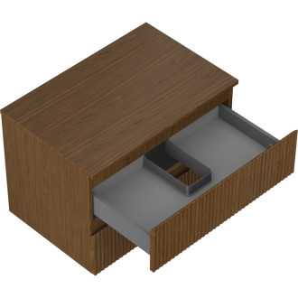 Mexen Rivel kúpeľňová skrinka pod umývadlo 70 cm s pracovnou doskou, 2 zásuvky, drážkovaná, orech - 91A20-07047-2-BFFC86