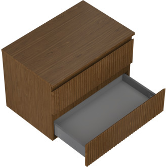 Mexen Rivel kúpeľňová skrinka pod umývadlo 70 cm s pracovnou doskou, 2 zásuvky, drážkovaná, orech - 91A20-07047-2-BFFC86