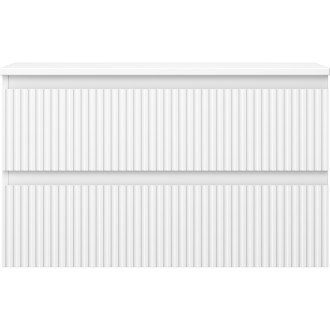 Mexen Rivel kúpeľňová skrinka pod umývadlo 80 cm s doskou, 2 zásuvky, drážkovaná, matná biela - 91A20-08047-2-BFFC01