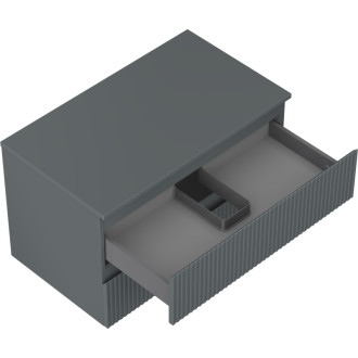 Mexen Rivel kúpeľňová skrinka pod umývadlo 80 cm s pracovnou doskou, 2 zásuvky, drážkovaná, matný grafit - 91A20-08047-2-BFFC66