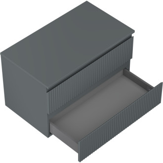 Mexen Rivel kúpeľňová skrinka pod umývadlo 80 cm s pracovnou doskou, 2 zásuvky, drážkovaná, matný grafit - 91A20-08047-2-BFFC66