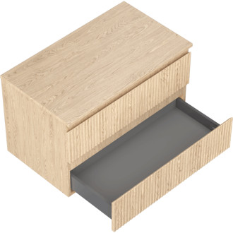 Mexen Rivel kúpeľňová skrinka pod umývadlo 80 cm s pracovnou doskou, 2 zásuvky, drážkovaná, dub - 91A20-08047-2-BFFC81