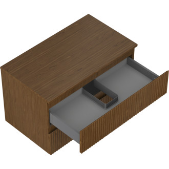 Mexen Rivel kúpeľňová skrinka pod umývadlo 80 cm s pracovnou doskou, 2 zásuvky, drážkovaná, orech - 91A20-08047-2-BFFC86