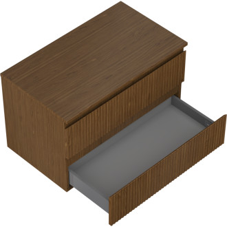 Mexen Rivel kúpeľňová skrinka pod umývadlo 80 cm s pracovnou doskou, 2 zásuvky, drážkovaná, orech - 91A20-08047-2-BFFC86