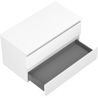 Mexen Rivel kúpeľňová skrinka pod umývadlo 90 cm s doskou, 2 zásuvky, drážkovaná, matná biela - 91A20-09047-2-BFFC01