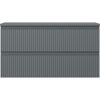 Mexen Rivel kúpeľňová skrinka pod umývadlo 90 cm s pracovnou doskou, 2 zásuvky, drážkovaná, matný grafit - 91A20-09047-2-BFFC66