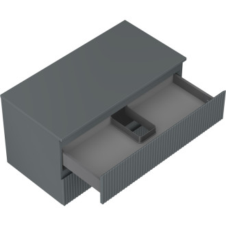 Mexen Rivel kúpeľňová skrinka pod umývadlo 90 cm s pracovnou doskou, 2 zásuvky, drážkovaná, matný grafit - 91A20-09047-2-BFFC66