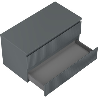 Mexen Rivel kúpeľňová skrinka pod umývadlo 90 cm s pracovnou doskou, 2 zásuvky, drážkovaná, matný grafit - 91A20-09047-2-BFFC66