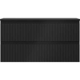 Mexen Rivel kúpeľňová skrinka pod umývadlo 90 cm s pracovnou doskou, 2 zásuvky, drážkovaná, matná čierna - 91A20-09047-2-BFFC71
