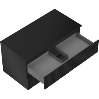 Mexen Rivel kúpeľňová skrinka pod umývadlo 90 cm s pracovnou doskou, 2 zásuvky, drážkovaná, matná čierna - 91A20-09047-2-BFFC71