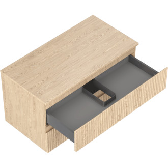 Mexen Rivel kúpeľňová skrinka pod umývadlo 90 cm s pracovnou doskou, 2 zásuvky, drážkovaná, dub - 91A20-09047-2-BFFC81