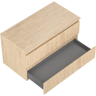 Mexen Rivel kúpeľňová skrinka pod umývadlo 90 cm s pracovnou doskou, 2 zásuvky, drážkovaná, dub - 91A20-09047-2-BFFC81