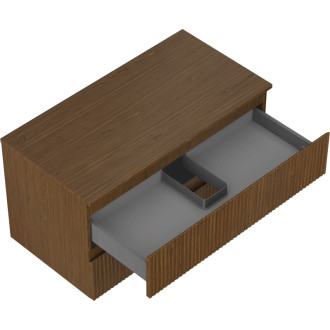 Mexen Rivel kúpeľňová skrinka pod umývadlo 90 cm s pracovnou doskou, 2 zásuvky, drážkovaná, orech - 91A20-09047-2-BFFC86