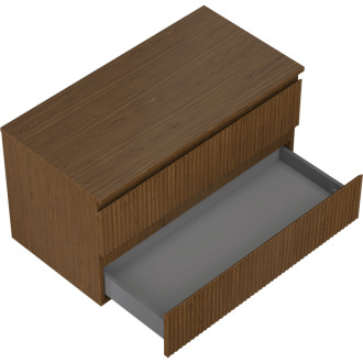 Mexen Rivel kúpeľňová skrinka pod umývadlo 90 cm s pracovnou doskou, 2 zásuvky, drážkovaná, orech - 91A20-09047-2-BFFC86