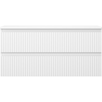 Mexen Rivel kúpeľňová skrinka pod umývadlo 100 cm s pracovnou doskou, 2 zásuvky, drážkovaná, matne biela - 91A20-10047-2-BFFC01