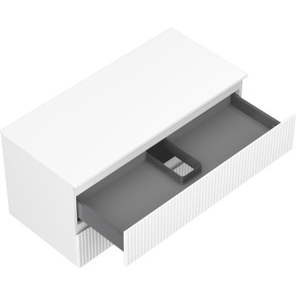 Mexen Rivel kúpeľňová skrinka pod umývadlo 100 cm s pracovnou doskou, 2 zásuvky, drážkovaná, matne biela - 91A20-10047-2-BFFC01