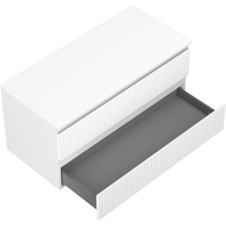 Mexen Rivel kúpeľňová skrinka pod umývadlo 100 cm s pracovnou doskou, 2 zásuvky, drážkovaná, matne biela - 91A20-10047-2-BFFC01