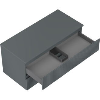 Mexen Rivel kúpeľňová skrinka pod umývadlo 100 cm s pracovnou doskou, 2 zásuvky, drážkovaná, matný grafit - 91A20-10047-2-BFFC66