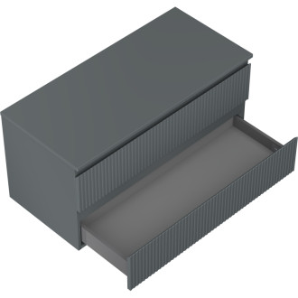 Mexen Rivel kúpeľňová skrinka pod umývadlo 100 cm s pracovnou doskou, 2 zásuvky, drážkovaná, matný grafit - 91A20-10047-2-BFFC66