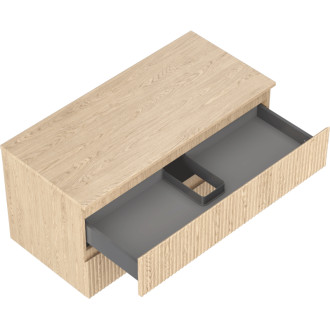 Mexen Rivel kúpeľňová skrinka pod umývadlo 100 cm s pracovnou doskou, 2 zásuvky, drážkovaná, dub - 91A20-10047-2-BFFC81