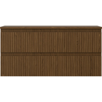 Mexen Rivel kúpeľňová skrinka pod umývadlo 100 cm s pracovnou doskou, 2 zásuvky, drážkovaná, orech - 91A20-10047-2-BFFC86