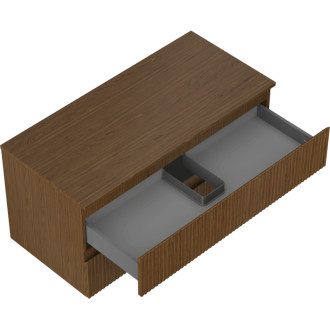 Mexen Rivel kúpeľňová skrinka pod umývadlo 100 cm s pracovnou doskou, 2 zásuvky, drážkovaná, orech - 91A20-10047-2-BFFC86