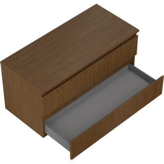 Mexen Rivel kúpeľňová skrinka pod umývadlo 100 cm s pracovnou doskou, 2 zásuvky, drážkovaná, orech - 91A20-10047-2-BFFC86