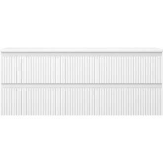 Mexen Rivel kúpeľňová skrinka pod umývadlo 120 cm s doskou, 2 zásuvky, drážkovaná, matná biela - 91A20-12047-2-BFFC01