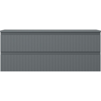 Mexen Rivel kúpeľňová skrinka pod umývadlo 120 cm s pracovnou doskou, 2 zásuvky, drážkovaná, matný grafit - 91A20-12047-2-BFFC66