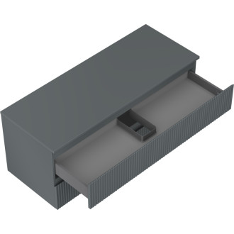 Mexen Rivel kúpeľňová skrinka pod umývadlo 120 cm s pracovnou doskou, 2 zásuvky, drážkovaná, matný grafit - 91A20-12047-2-BFFC66