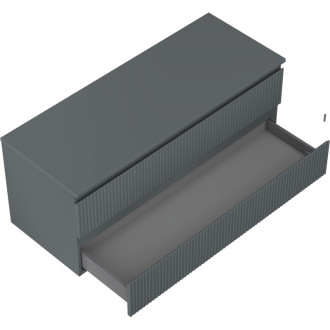 Mexen Rivel kúpeľňová skrinka pod umývadlo 120 cm s pracovnou doskou, 2 zásuvky, drážkovaná, matný grafit - 91A20-12047-2-BFFC66