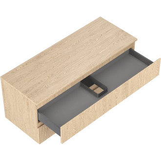 Mexen Rivel kúpeľňová skrinka pod umývadlo 120 cm s pracovnou doskou, 2 zásuvky, drážkovaná, dub - 91A20-12047-2-BFFC81