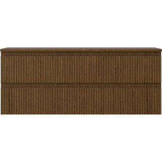 Mexen Rivel kúpeľňová skrinka pod umývadlo 120 cm s pracovnou doskou, 2 zásuvky, drážkovaná, orech - 91A20-12047-2-BFFC86