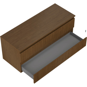 Mexen Rivel kúpeľňová skrinka pod umývadlo 120 cm s pracovnou doskou, 2 zásuvky, drážkovaná, orech - 91A20-12047-2-BFFC86