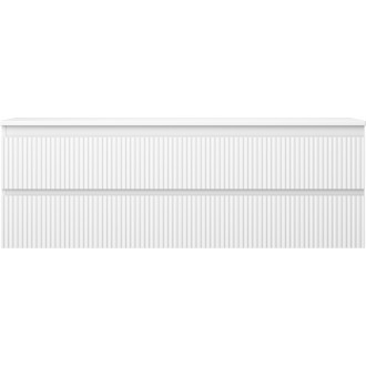 Mexen Rivel kúpeľňová skrinka pod umývadlo 140 cm s pracovnou doskou, 2 zásuvky, drážkovaná, matne biela - 91A20-14047-2-BFFC01