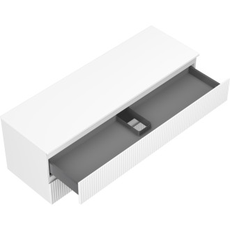 Mexen Rivel kúpeľňová skrinka pod umývadlo 140 cm s pracovnou doskou, 2 zásuvky, drážkovaná, matne biela - 91A20-14047-2-BFFC01