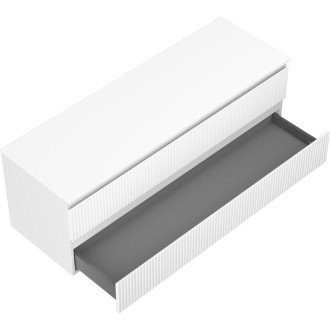 Mexen Rivel kúpeľňová skrinka pod umývadlo 140 cm s pracovnou doskou, 2 zásuvky, drážkovaná, matne biela - 91A20-14047-2-BFFC01