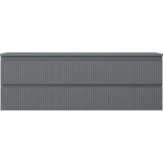 Mexen Rivel kúpeľňová skrinka pod umývadlo 140 cm s pracovnou doskou, 2 zásuvky, drážkovaná, matný grafit - 91A20-14047-2-BFFC66