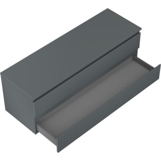 Mexen Rivel kúpeľňová skrinka pod umývadlo 140 cm s pracovnou doskou, 2 zásuvky, drážkovaná, matný grafit - 91A20-14047-2-BFFC66