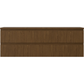 Mexen Rivel kúpeľňová skrinka pod umývadlo 140 cm s pracovnou doskou, 2 zásuvky, drážkovaná, orech - 91A20-14047-2-BFFC86