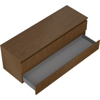 Mexen Rivel kúpeľňová skrinka pod umývadlo 140 cm s pracovnou doskou, 2 zásuvky, drážkovaná, orech - 91A20-14047-2-BFFC86