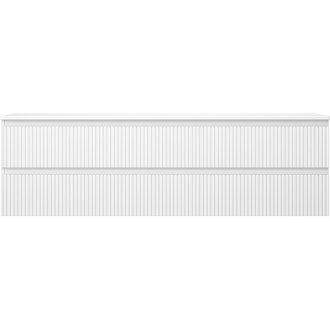 Mexen Rivel kúpeľňová skrinka pod umývadlo 160 cm s pracovnou doskou, 2 zásuvky, drážkovaná, matne biela - 91A20-16047-2-BFFC01