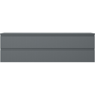 Mexen Rivel kúpeľňová skrinka pod umývadlo 160 cm s pracovnou doskou, 2 zásuvky, drážkovaná, matný grafit - 91A20-16047-2-BFFC66