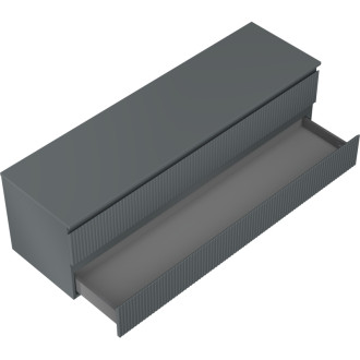 Mexen Rivel kúpeľňová skrinka pod umývadlo 160 cm s pracovnou doskou, 2 zásuvky, drážkovaná, matný grafit - 91A20-16047-2-BFFC66