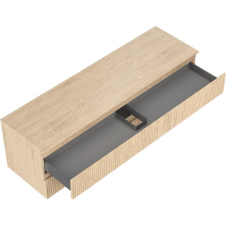 Mexen Rivel kúpeľňová skrinka pod umývadlo 160 cm s pracovnou doskou, 2 zásuvky, drážkovaná, dub - 91A20-16047-2-BFFC81