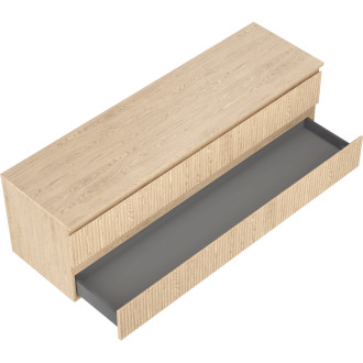 Mexen Rivel kúpeľňová skrinka pod umývadlo 160 cm s pracovnou doskou, 2 zásuvky, drážkovaná, dub - 91A20-16047-2-BFFC81