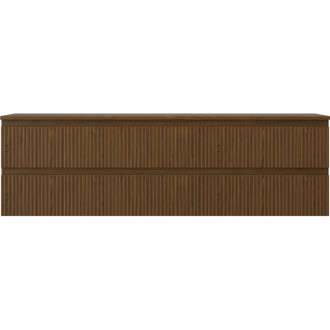 Mexen Rivel kúpeľňová skrinka pod umývadlo 160 cm s pracovnou doskou, 2 zásuvky, drážkovaná, orech - 91A20-16047-2-BFFC86