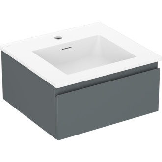 Kúpeľňová skrinka Mexen Orio 50 cm s umývadlom Otis, 1 zásuvka, matný grafit/matná biela - 91A10-05023-1-BF66-W18M01