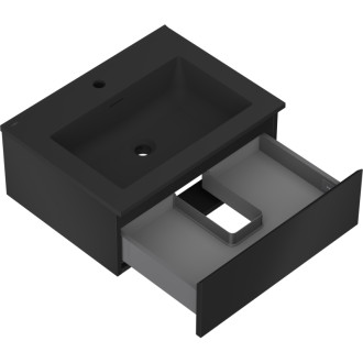 Kúpeľňová skrinka Mexen Orio 60 cm s umývadlom Otis, 1 zásuvka, matná čierna - 91A10-06023-1-BF71-W18M71